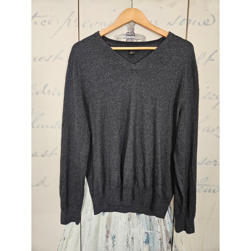 Banana Republic V-Neck Sweater Large Charcoal Gray Silk Cashmere Blend Luxury L